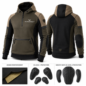 Hoodie de moto en coton pour homme, manches longues, réfléchissant, équipement de conduite tout-terrain, hiver, protections CE niveau 2, imperméable - Product Image 1