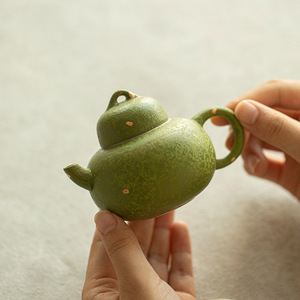 <span class=keywords><strong>Tetera</strong></span> de Cerámica Roja con Detalles Dorados y Filtro de Bola, <span class=keywords><strong>Tetera</strong></span> China para Ceremonia del Té Puer Gong Dao Bei - Product Image 3