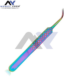 Pinzas para Cejas y Pestañas Curvas y Puntiagudas con Logotipo Personalizado Gratuito, Multicolores, Profesionales, de Acero Inoxidable - Product Image 3