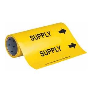 Marqueur de tuyauterie flexible Brady en rouleau, résistant à la chaleur et aux produits chimiques, 12 po x 30 pi pour la tuyauterie industrielle - Product Image 3