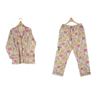 Conjunto de Pijama Largo Informal y Sexy de Algodón 100% con Estampado Floral, Cintura Elástica, de Secado Rápido, para Mujer, Estilo Indio, Invierno