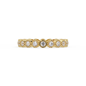 Bague de mariage unique en or jaune 14 carats avec diamants de laboratoire ronds sertis sur toute la surface, bijoux personnalisés, vente en gros directe usine - Product Image 4
