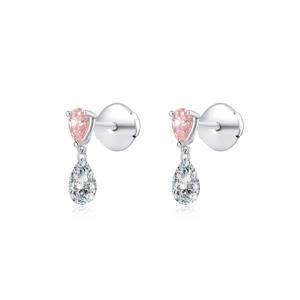 Pendientes de Diamantes Flotantes en Oro de 14K y 18K, Diamantes Cultivados en Laboratorio, Color Rosa y Blanco, Joyería Minimalista y Elegante para Mujer - Product Image 1