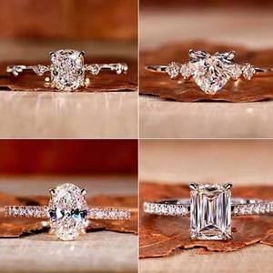 Rose Gold Plated Moissanite and Lab Grown Diamond Cross <b>Ring</b> Elegant Anniversary Engagement Jewelry for Women - Product Image 5