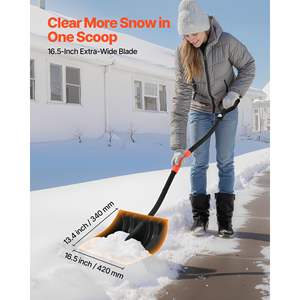 Pelle à neige légère en aluminium de 17 pouces avec manche en D, grande capacité, pour allée, jardin, voiture, camping, outil de déneigement - Product Image 4