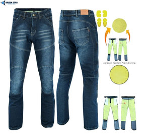 Jean en denim respirant renforcé d'aramide DAIZEN STAR pour moto avec protection en Kevlar, polyester/coton de haute qualité - Product Image 4