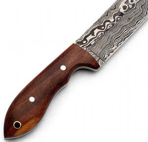 Cuchillo utilitario de hoja fija de acero de Damasco hecho a mano con mango de palisandro - Herramienta para exteriores DIY OEM - Product Image 2