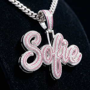 Pendentif personnalisé en argent sterling 925 avec moissanite, lettre sertie de pierres, taille brillant rond, idéal pour un cadeau de fête - Product Image 3
