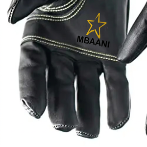 Gants de soudage en cuir noir MBAANI avec manchette longue marron et pouce replié résistant à la chaleur - Product Image 2