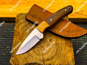 8" Total Length OEM Custom Stainless Steel Camping Hunting <b>Knife</b> Wood Drop Point Razor <b>Sharp</b> Leather Sheath Bulk Wholesale - Product Image 6