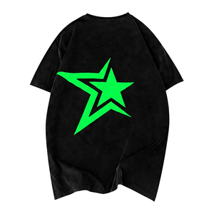 เสื้อยืดโอเวอร์ไซส์สีดำแบบยูนิเซ็กซ์ พิมพ์ลายตัวอักษรด้านหลัง แขนสั้น คอกลม สไตล์ลำลอง เป็นมิตรกับสิ่งแวดล้อม ระบายอากาศได้ดี ผลิตจากผ้าฝ้ายถักแบบดิจิทัล - Product Image 3