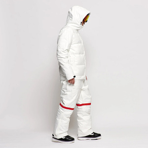 Combinaison de ski unisexe blanche pour adulte, col montant, fermeture éclair, imperméable 10 000 mm, coupe-vent, respirante, isolation en polaire - Product Image 4
