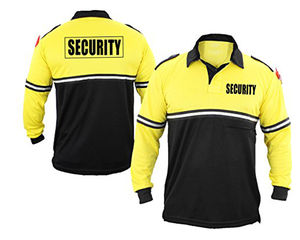 Polo de sécurité à manches longues 100 % polyester pour homme, bicolore, uniforme de garde, prix de gros, t-shirts de sécurité - Product Image 1