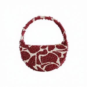 Bolso de Mano de Lujo con Cuentas Rojas Hecho a Mano para Mujer, con Perlas, Bolso de Fiesta de Diseñador de Moda - Product Image 1