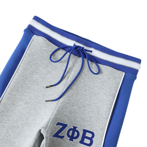 Zeta Phi Beta Heather Grey Air Tech <b>Fleece</b> Warm Up Pants <b>Women</b> Royal Blue Side Stripe Drawstring <b>Jogger</b> Sweatpants - Product Image 5