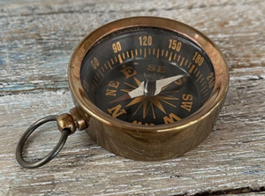 Vintage Brass Pocket <b>Compass</b> Key <b>Chain</b> Round Handmade Metal Keyring Nautical Souvenir Gift - Product Image 2