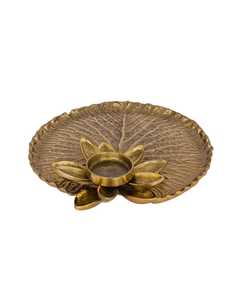 Handcrafted Aluminum Lotus <b>Candle</b> Holder Leaf Base Modern Design Decorative Tray Metal Handicraft Tabletop Vase Function - Product Image 4