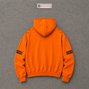 High Quality Men's <b>Orange</b> Oversized <b>Hoodie</b> Casual Autumn Wear Built Different Print Front Drop Shoulder Long Sleeves Warm Lining - Product Image 6