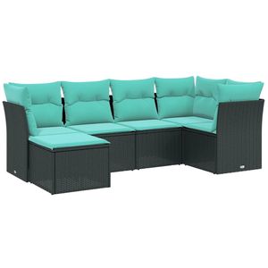 Ensemble de canapés de jardin en rotin PE noir et bleu, acier thermolaqué, tissu, mobilier d'extérieur élégant - Product Image 2