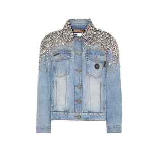 Chaqueta Personalizada para Hombre con Detalles Brillantes de Diamantes, Costuras Duraderas, Acabado Profesional, Chaqueta Vaquera con Pedrería - Product Image 5