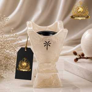 Brûleur à Bakhoor artisanal en résine noire et bois, porte-encens arabe, diffuseur de parfum traditionnel, brûleur d'arômes de luxe pour la maison - Product Image 6