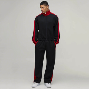 Top Selling Custom Logo Panelled Funnel Neck <b>Hoodie</b> & Jogger 2 Pieces Set Men's Tracksuit Breathable Gymwear Men's Sweatsuits - Product Image 4