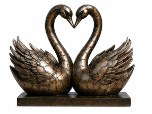 Sculpture de cygne en métal artisanale de luxe, paire avec forme de cœur, pour la maison, l'hôtel, le jardin, décoration extérieure - Product Image 1