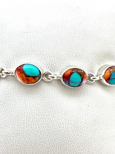 Bracelet ajustable en argent sterling 925 avec turquoise naturelle, 7-8 pouces, bijoux en pierres précieuses faits à la main pour hommes et femmes - Product Image 5