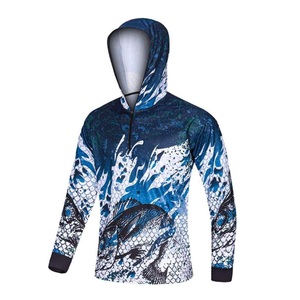 Sweat-shirts à capuche personnalisés avec logo, à séchage rapide, à manches longues, pour la pêche, pour hommes, protection UV UPF 50+, 100 % polyester, antibactériens - Product Image 1