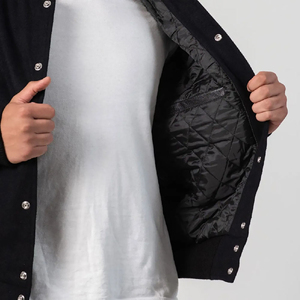 Blouson universitaire d'hiver pour homme, style streetwear 2026, en laine 100% écologique et respirante, coupe oversize, avec manches en cuir – Vente en gros - Product Image 4