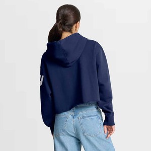 Sweat-shirt à capuche court bleu marine pour femme avec logo Giants, manches longues, tricoté, pour l'automne - Product Image 6