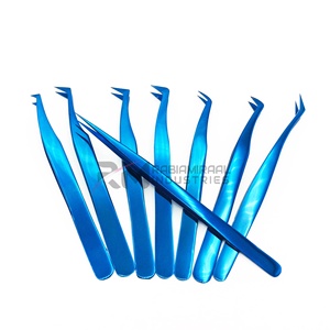 Pinzas Profesionales RMI de Acero Inoxidable con Plasma Azul para Extensión de Pestañas, Agarre Fuerte, Punta Puntiaguda, Logotipo Personalizado - Product Image 4