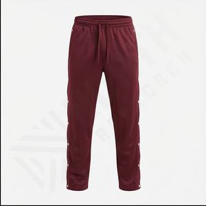 Pantalones de chándal de entrenamiento de pierna recta de nailon con botón a presión dividido de alta calidad personalizados, pantalones de chándal holgados, pantalones de trabajo para hombres, Invierno - Product Image 2