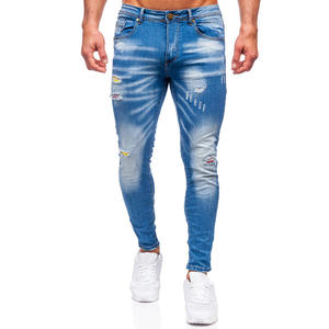 Jeans droits pour hommes sur mesure, détails boutonnés, coupe décontractée hiver, taille mi-haute, 100 % coton denim, vente en gros - Product Image 1