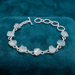 Natural Raw Aquamarine <b>Bracelets</b> Gift for Girl 925 Sterling Silver Wholesale Jewelry Handmade Link Chain <b>Bracelet</b> Daily Wear - Product Image 3