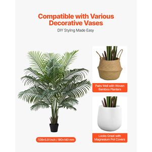 Palmera Areca Artificial de 6 pies, Resistente a los Rayos UV, Planta Tropical Blanca Artificial con Maceta Grande, Plantas de Interior de Seda - Product Image 5