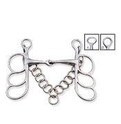 Mors de dressage double anneau en forme de papillon avec deux boucles, mors de dressage à deux anneaux en forme de papillon en acier inoxydable – Mors de cheval à bouche large pour l'équitation western - Product Image 5