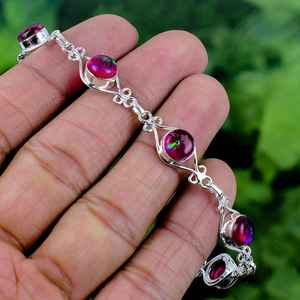 Pulsera Ajustable con Cuentas Facetadas de Ópalo Rosa Fuego, Plata de Ley 925, Joyería de Lujo, Regalo para Mujer, Día de San Valentín, Elegante - Product Image 5