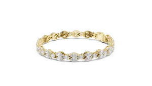 Bracelet tennis floral en or massif 18 carats avec diamants de laboratoire taille poire et marquise 9 carats pour femme, fermoir à maillons - Product Image 1