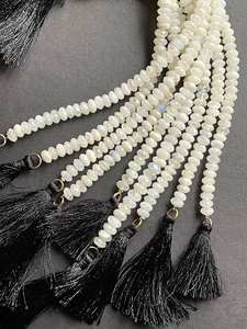 Cuentas de piedra lunar natural facetadas en forma de rondel, hermosa piedra lunar blanca, gema de aspecto único para joyería. - Product Image 5