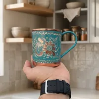 Mug en cuivre émaillé fait main, motif uni, style moderne, double paroi, compatible micro-ondes et lave-vaisselle, tasse à café et à thé, cadeau unisexe