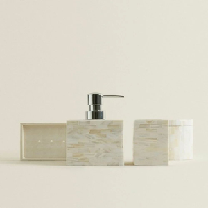 Ensemble de salle de bain de luxe en résine incrustée de nacre, quatre pièces, écologique et imperméable - Product Image 6