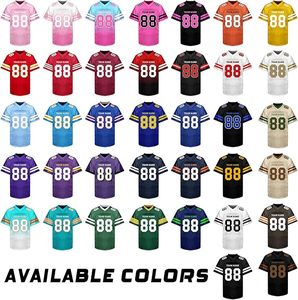 Custom American Football Jersey Men Black Blue 88 Mandarin Collar Mesh Breathable Short Sleeve Team Name Heat-Transfer Printed - Product Image 6