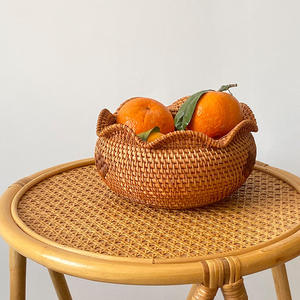 Cheap Price Natural Rattan Round Fruit Basket, Elegant Retro Style, Used For Storing Sundries On Coffee <b>Tables</b> And Desks - Product Image 3