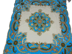 Hand Embroidered Net Organza Fabric Bed Sheets <b>Table</b> <b>Runners</b> Premium Indian Craft Intricate Floral Designs <b>Wedding</b>/Home Use - Product Image 4