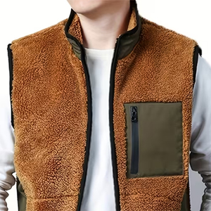 Gilet en polaire sherpa pour homme adulte, col montant, fermeture éclair, vêtement d'extérieur décontracté chaud, couleur unie, matière polyester - Product Image 6