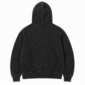 Sweat-shirt streetwear personnalisé en molleton de coton épais, coupe oversize, avec capuche intégrale zippée style cagoule, effet délavé à l'acide et logo - Product Image 6