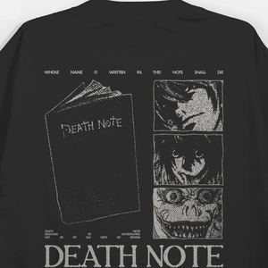 เสื้อยืดคอกว้างทรงหลวมลายพิมพ์ซับลิเมชั่นลายอนิเมะเดธโน้ต ผ้าถักเนื้อนุ่ม โพลีเอสเตอร์/คอตตอน เป็นมิตรต่อสิ่งแวดล้อม สำหรับผู้ชาย - Product Image 4