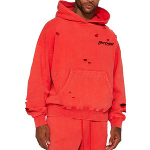 Sudaderas con capucha de corte holgado y estilo desgastado para hombre, sudaderas urbanas a la moda con tela suave y costuras duraderas - Product Image 2