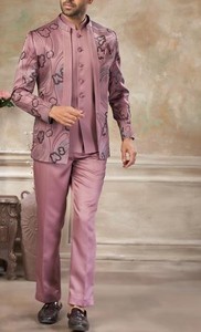 Men's Premium Embroidered Polyester Quick Dry <b>Prince</b> <b>Coat</b> Suit Set Traditional Pakistani Sherwani Style Formal Wear Wedding - Product Image 3